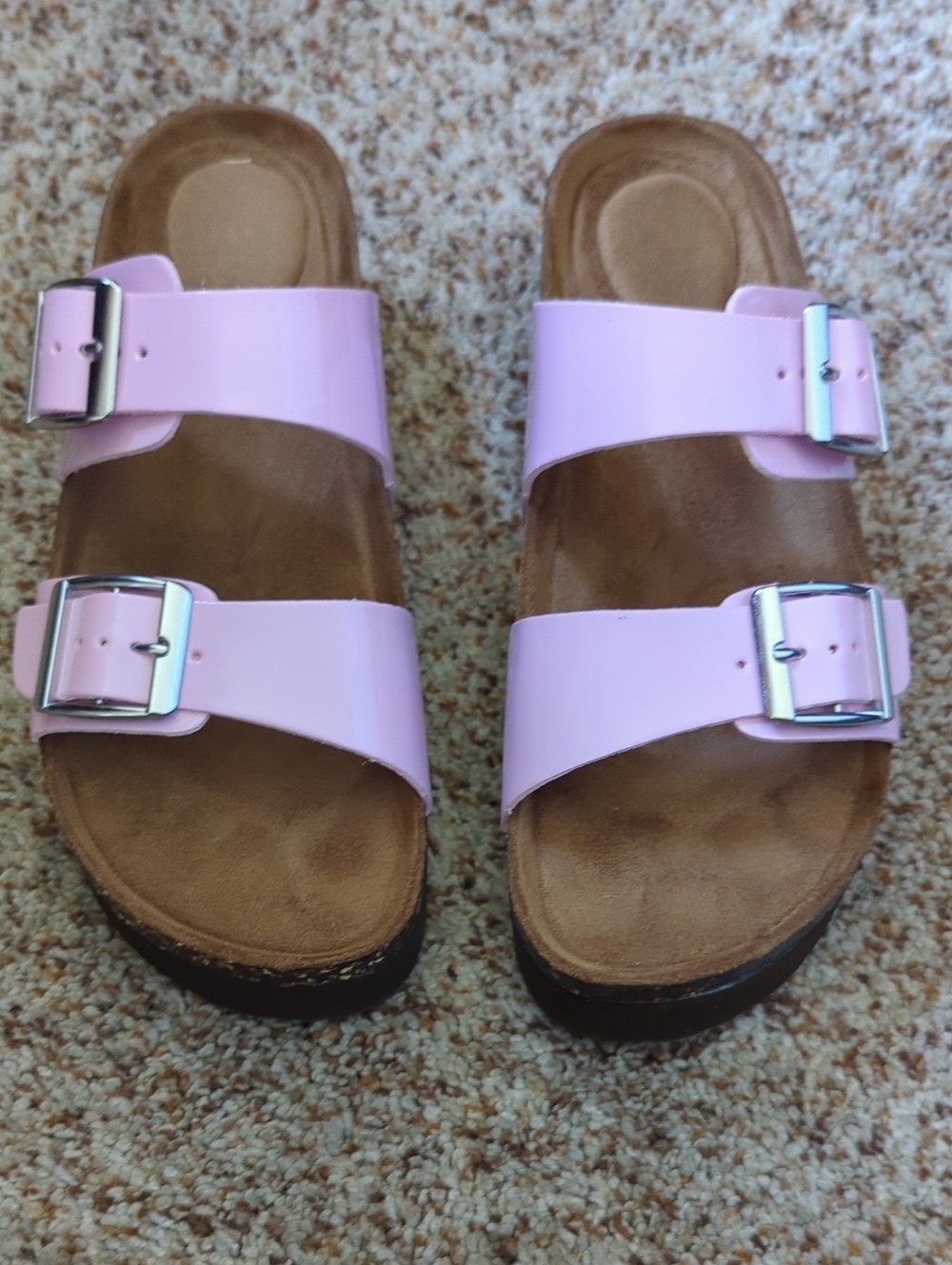 Pastel Pink Double-Buckle Slide Sandals